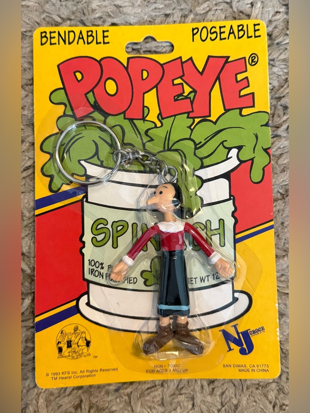 NJ Croce Olive Oyl Popeye Bendable Poseable Keychain 1993